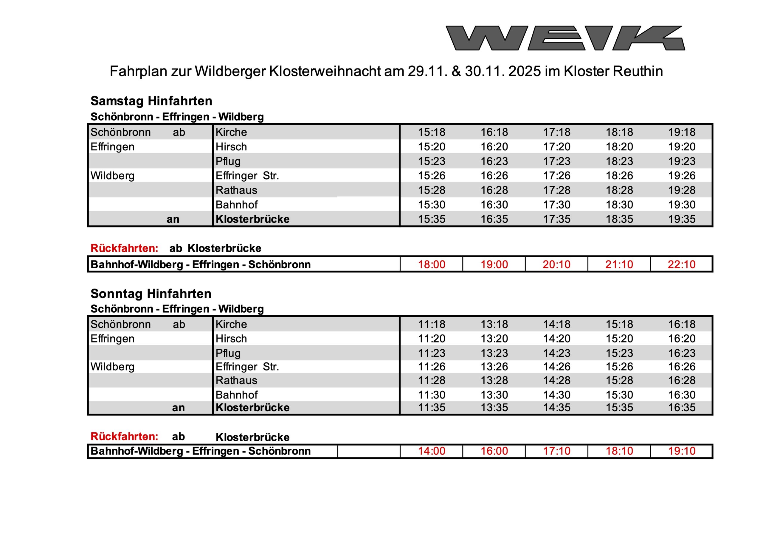 Schönbronn-Fahrplan 2025